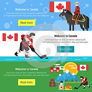 Set of Welcome to Canada template for web banner or poster