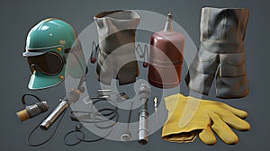 A set of welding equipment including gas torches and safe one created with generative AI