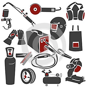 Set of welding and metal works icons