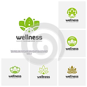 Set of Wellness Logo Design Concept. Nature Leaf Logo Design Template Vector. Icon Symbol