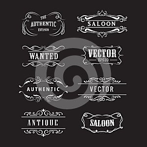 Set western badge hand drawn blackboard banners vintage vector