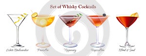 Set Of Whisky Cocktails in vrector