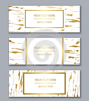 Set of white, black and gold banners templates. Modern abstract