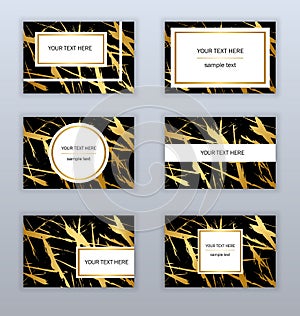 Set of white, black and gold business cards templates. Modern
