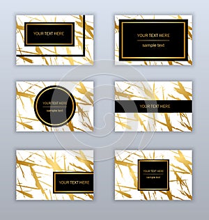 Set of white, black and gold business cards templates. Modern ab