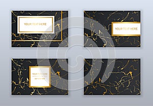 Set of white, black and gold business cards templates. Modern ab