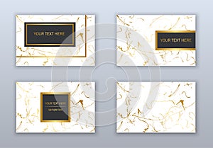 Set of white, black and gold business cards templates. Modern ab