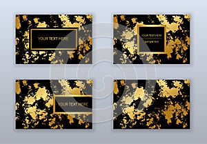 Set of white, black and gold business cards templates. Modern ab