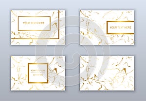 Set of white, black and gold business cards templates. Modern ab