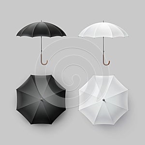 Set of White Black Rain Umbrella Parasol Sunshade photo
