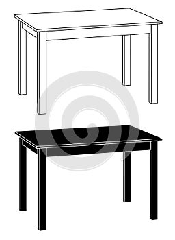 Set of white and black tables