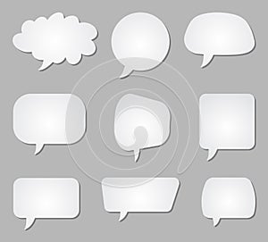 Set of white blank speech bubbles