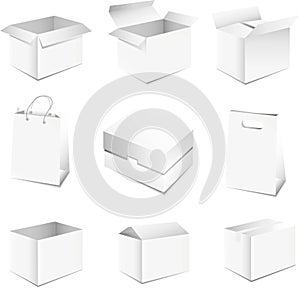 Set of white boxes