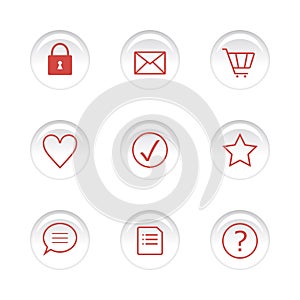 Set white buttons icon for shopping site