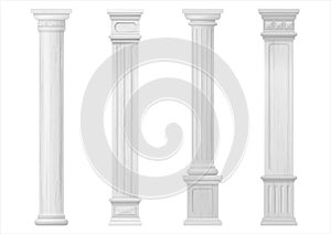 Set of white classic wood columns