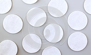 Set of white cleansing cotton pads or discs