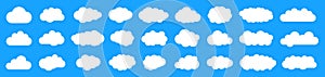 Set white clouds icon on blue background â€“ vector