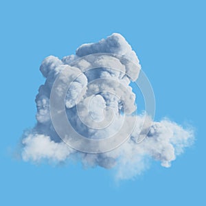 Set of white clouds isolated on blue background. 3D render.