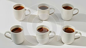 A set of white coffee mugs