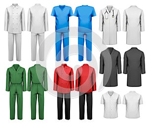 Set of white and colorful work clothes.
