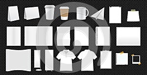 Set of White corporate identity template design, isolated Clipping paths