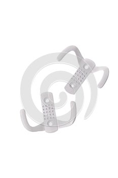 Set of white dotted clothes hook hanger, isolated on white background