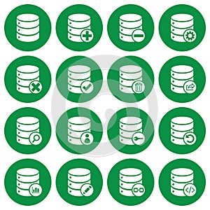 Set of 16 database management icons