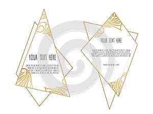 Set of White and Gold Design Templates for Brochures, Flyers, Logo, Banners. Abstract Modern Backgrounds.