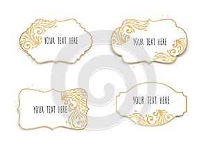 Set of White and Gold Design Templates for Brochures, Flyers, Logo, Banners. Abstract Modern Backgrounds.