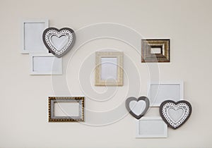 Set of white and golden vintage antique frames