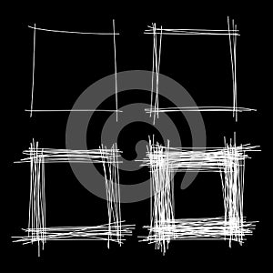 Set of White Hand Drawn Scribble Squares