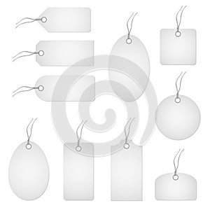 Set of white hangtags