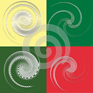 set of white helical, spiraling, curl and curly shapes. spiral, twirl, swirl illustration. twine design elements over single-color