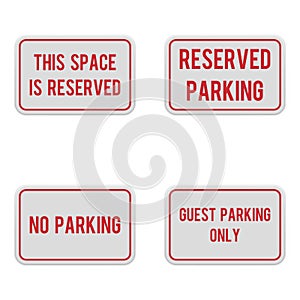 Set of white horizontal signs for parking zone. photo
