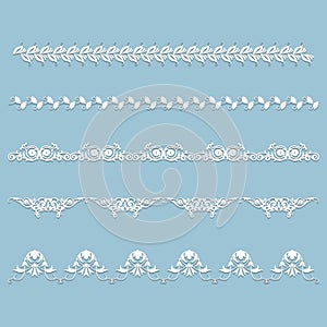 Set of white lace border with shadow