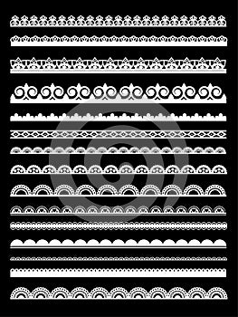 Set of white lace borders