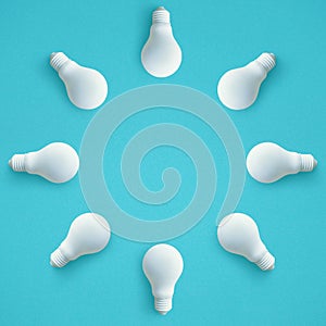 Set of white lightbulb on color background.ideas creativity