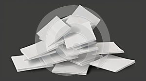 Set of white paper sheets falling down isolated on transparent background. Modern illustration of office documents