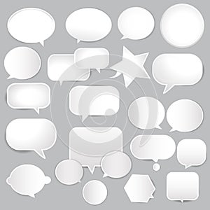 Set of white paper speech bubbles