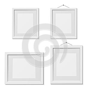 Set of white picture frame template, isolated