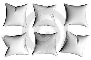 Set with white pillows isolated on white background. 3D. Vector illustration