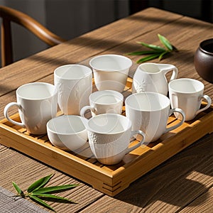 A set of white porcelain cups