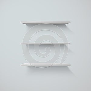 Set of white shelfs on a wall. vector illustration