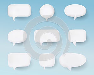 Set of white speech bubbles with 3D effect.