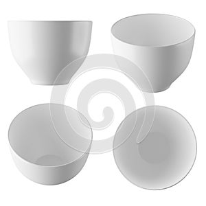 Set of White tea cup isolated on white background 3D Render
