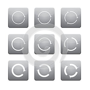 Set of white vector arrows in grey buttons.