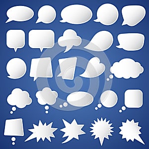 Set of white vector speech bubbles.