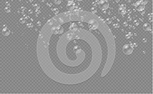 Set of white water realistic soap bubbles.