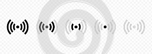 Set of Wi-Fi and wireless icons. WiFi zone sign. Internet connection wi-fi signal. Radio Waves Communication Symbols. Vector