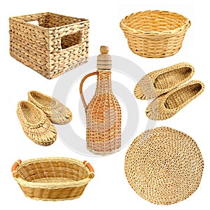 Set of wicker objects